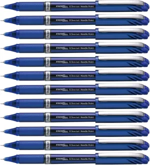 Pentel EnerGel NV Gel Ink Pen, (0.5mm), Fine Point Capped, Needle Tip, Blue Ink, Box of 12 (BLN25-C)