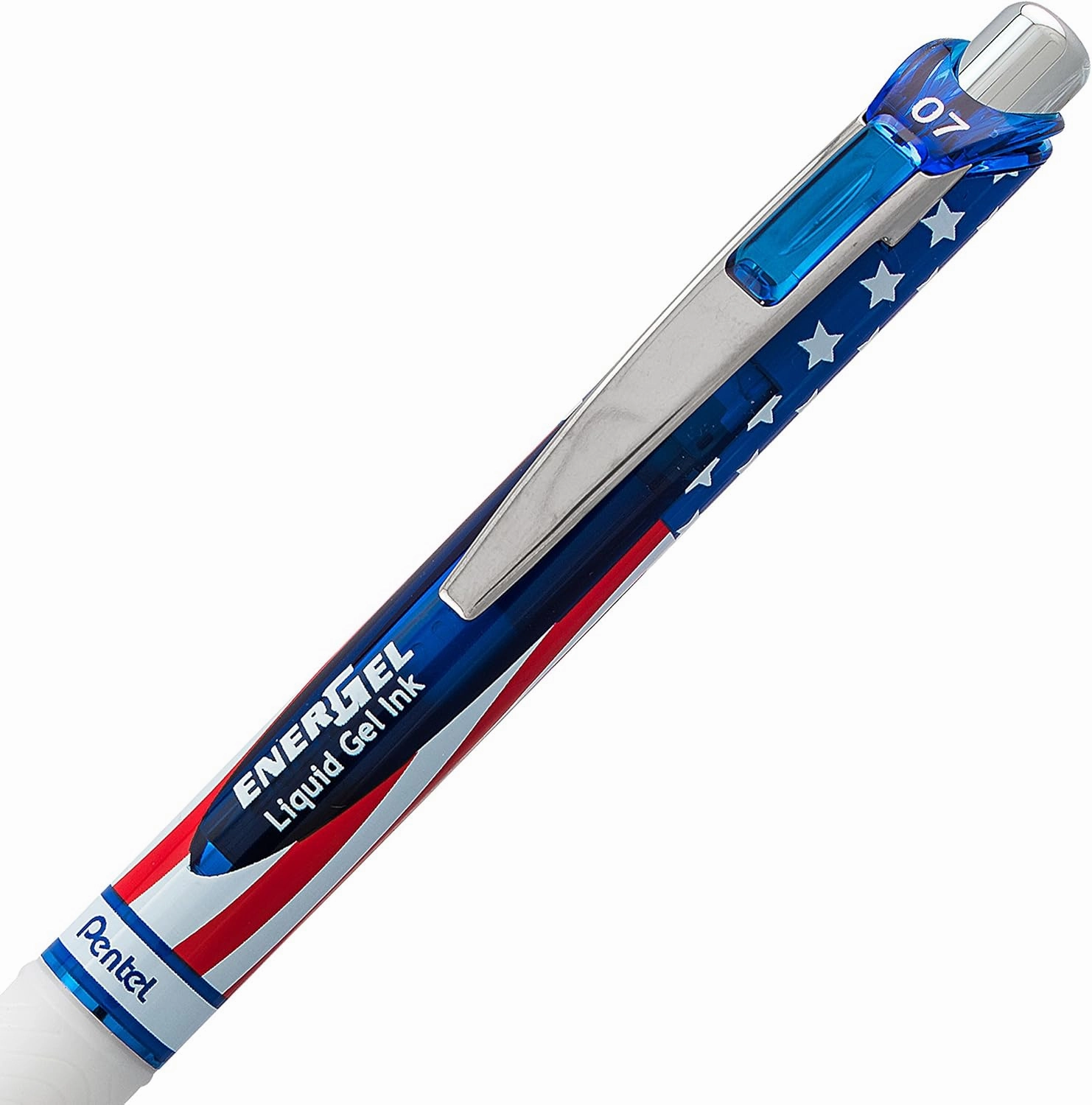 Pentel EnerGel RTX Retractable Liquid Gel Pen, (0.7mm) Medium Line, Metal Tip, Flag Barrel, Black Ink (BL77USA-A) (Pack of 1, 12 Count Total)