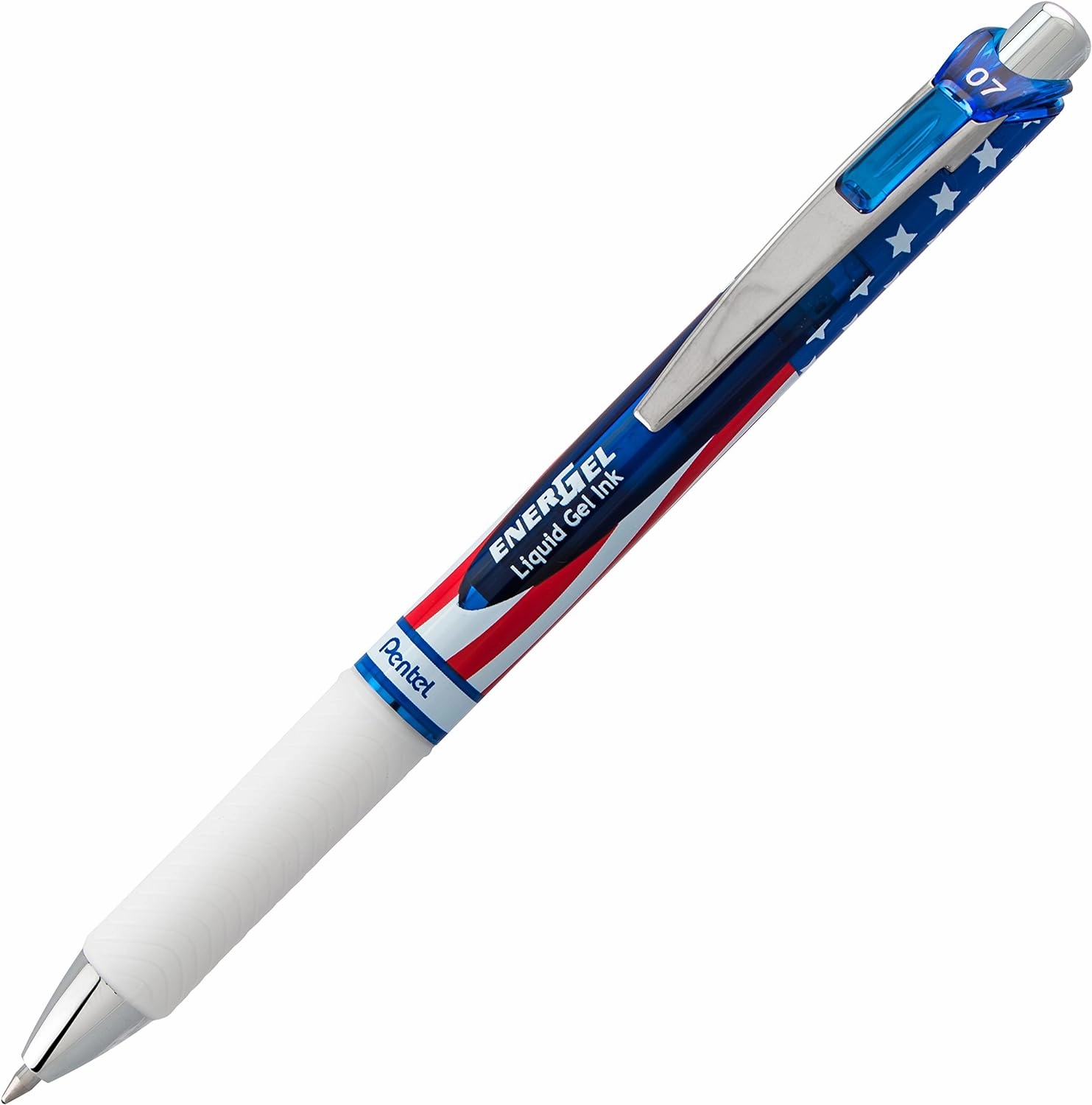 Pentel EnerGel RTX Retractable Liquid Gel Pen, (0.7mm) Medium Line, Metal Tip, Flag Barrel, Black Ink (BL77USA-A) (Pack of 1, 12 Count Total)
