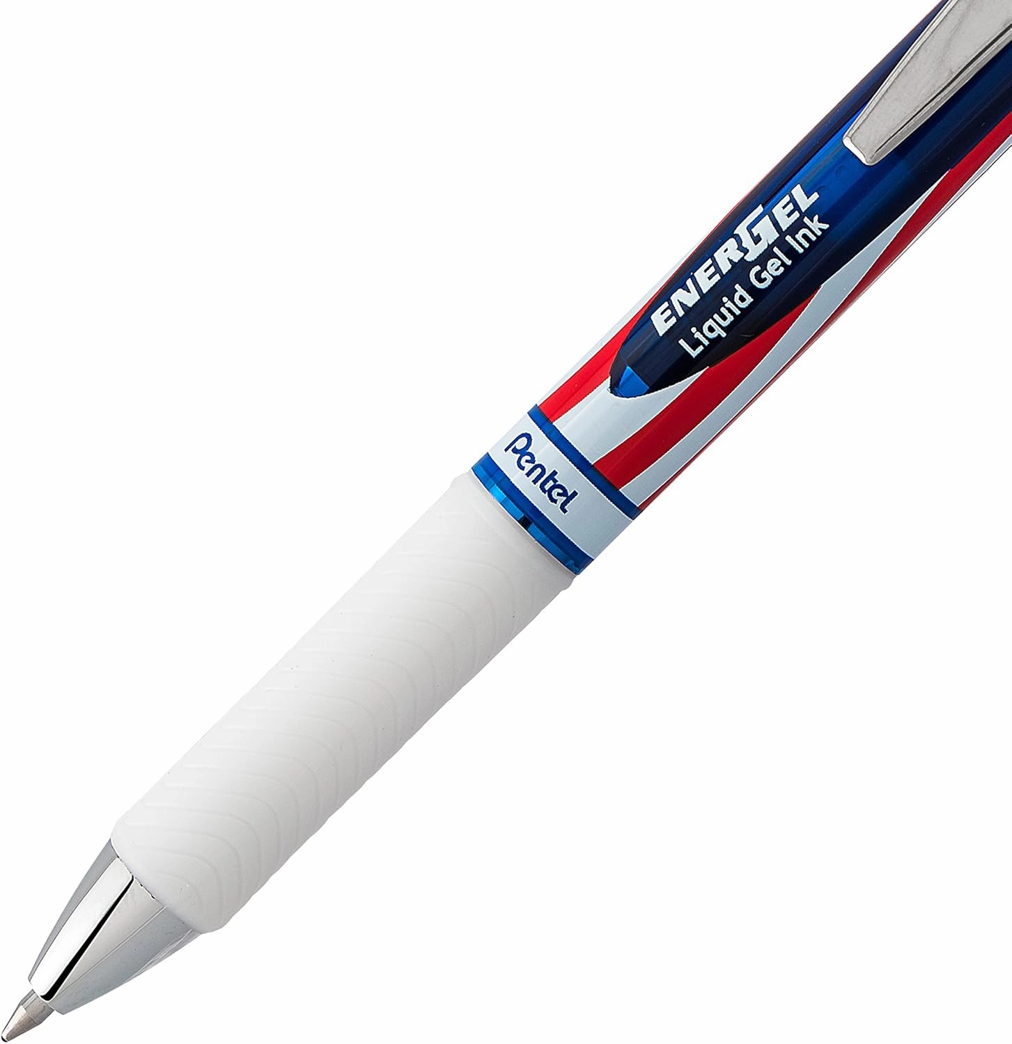 Pentel EnerGel RTX Retractable Liquid Gel Pen, (0.7mm) Medium Line, Metal Tip, Flag Barrel, Black Ink (BL77USA-A) (Pack of 1, 12 Count Total)