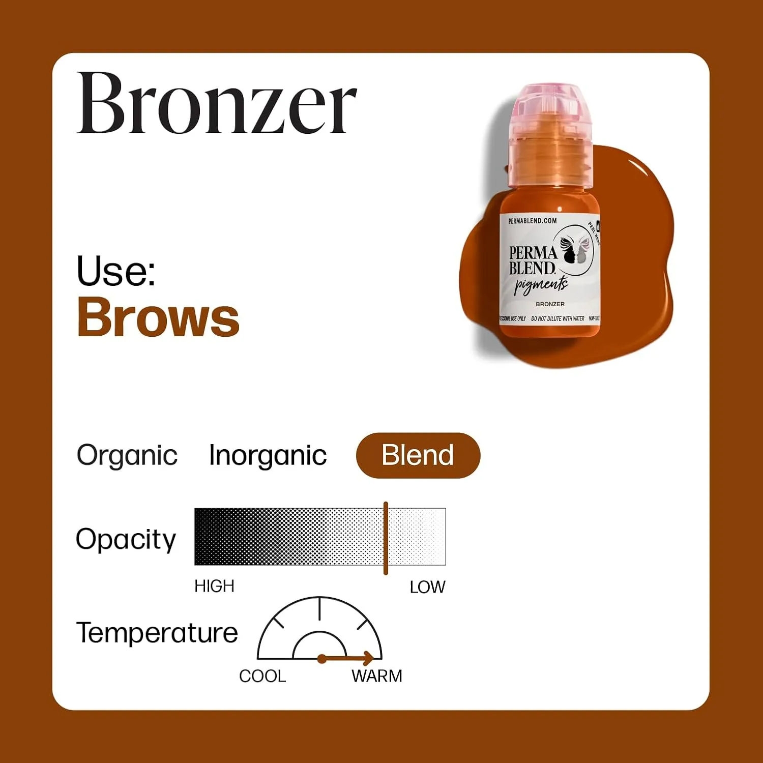 Perma Blend - Bronzer - Microblading Ink for Permanent Eyeliner - Professional Tattoo Ink - Red-Brown Tattoo Ink Makeup - Vegan (0.5 oz)