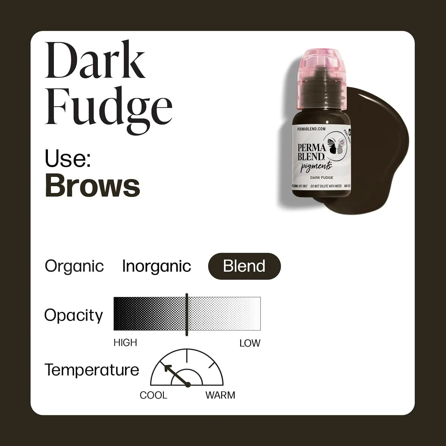 Perma Blend - Dark Fudge - Microblading Ink for Permanent Eyeliner - Professional Tattoo Ink - Dark Brown Tattoo Ink Makeup - Vegan (0.5 oz)