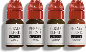 Perma Blend Luxe - Eyebrow Medium Set with Java, Coffee, Foxy Brown & True Copper - Brown Permanent Eyebrow Pigment Kit - Vegan & Cruelty-Free - 4 Count (0.5 oz each)