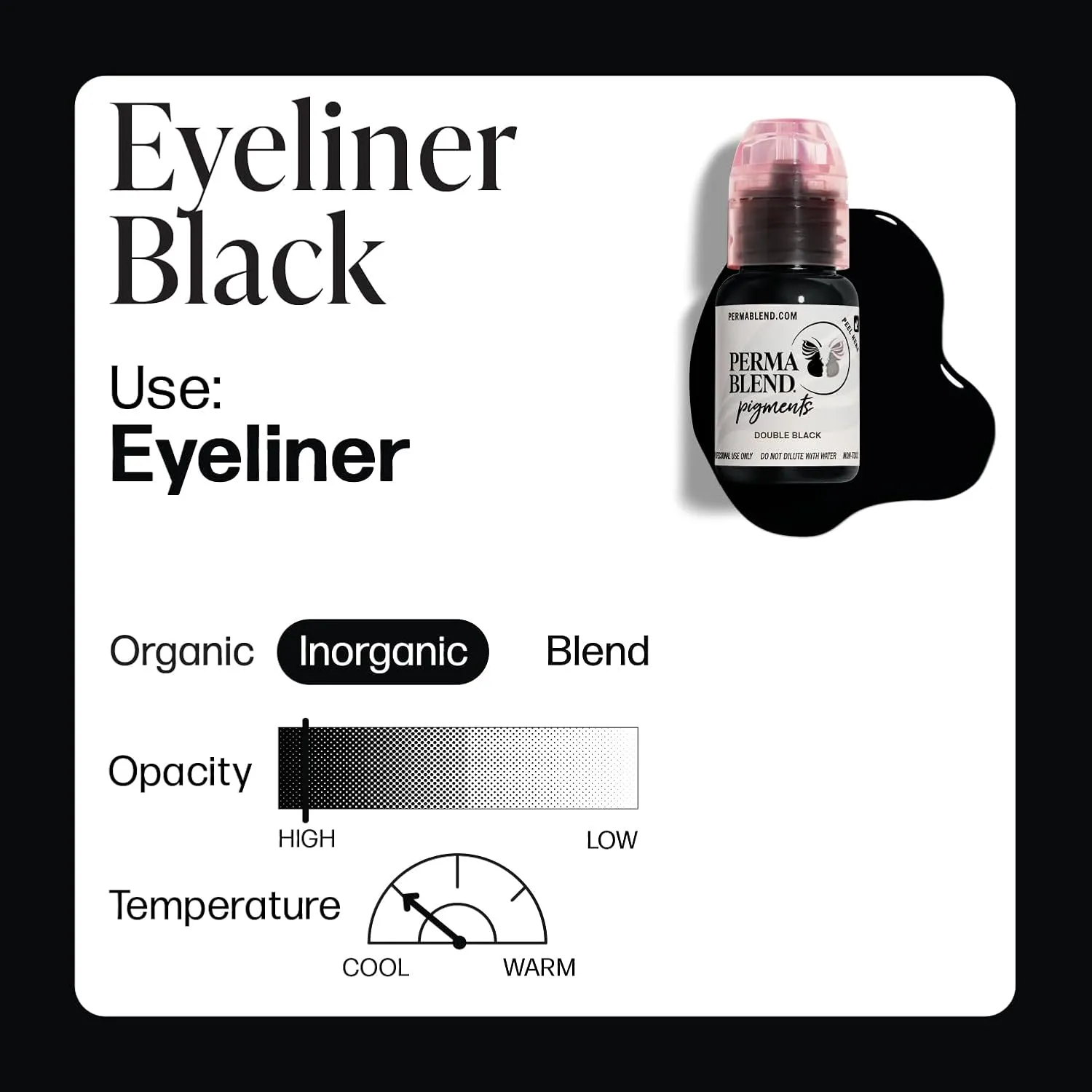Perma Blend - Microblading Ink for Permanent Eyeliner - Professional Tattoo Ink - Bold Black Tattoo Makeup & Eyeliner, Vegan (0.5 oz)