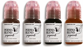 Perma Blend - Eyebrow Dark Pigments Tattoo Kit - Microblading Ink for Permanent Eyeliner - Professional Tattoo Ink - Warm & Cool Dark Brown Tattoo Ink (0.5 oz Each, 4 Products)