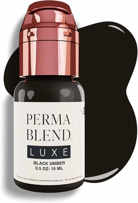 Perma Blend Luxe - Black Umber - Microblading Ink for Permanent Eyeliner - Professional Tattoo Ink - Black Tattoo Ink Makeup - Vegan (0.5 oz)