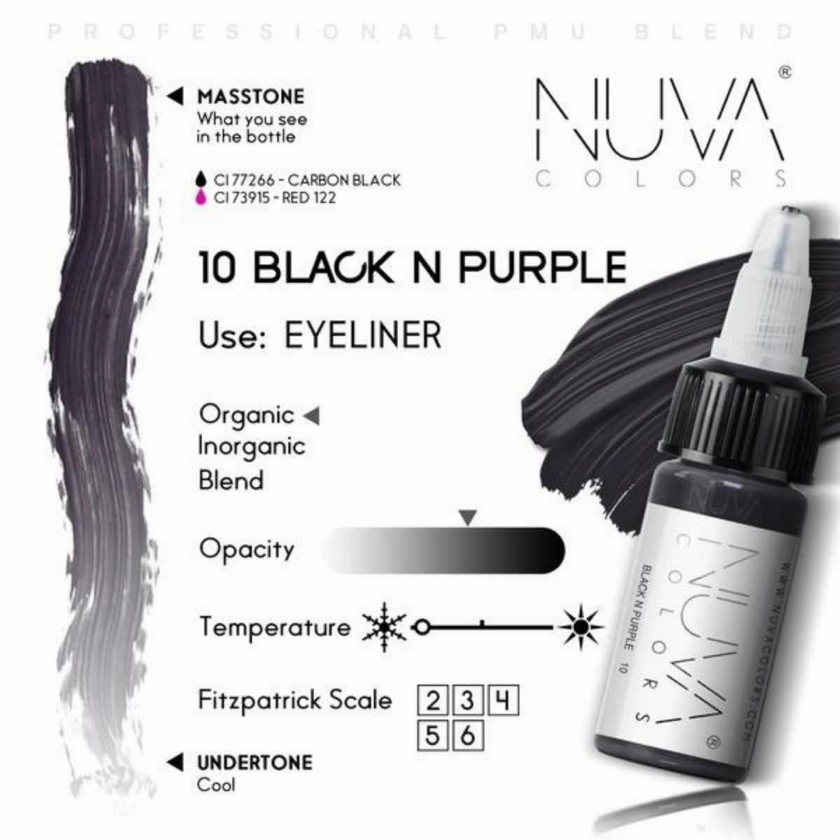 Permanent Eyeliner Pigment, Customizable, Cool Undertone for Microblading, Lash Line, Winged Eyeliner, Stardust or Smokey, Long-Lasting, Vegan, Made in USA (Black and Purple)