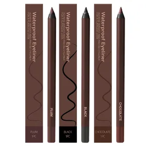 Persona Eyeliner Pencil Waterproof, 24 Hr Waterproof Eyeliner Double Sharpenable Eye Pencil, No Smudging, Fading, Smooth and Easy to Color (Black Plum Chocolate)