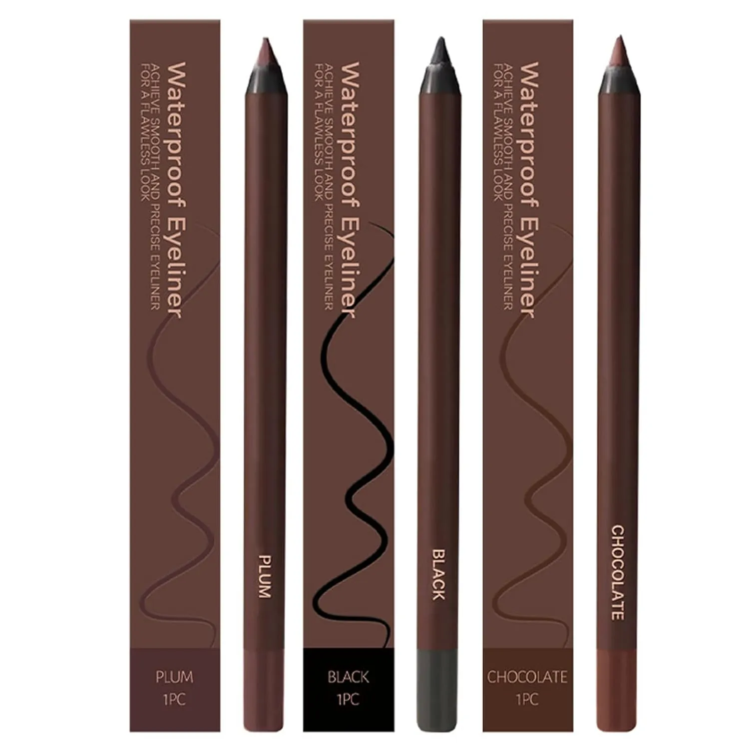 Persona Eyeliner Pencil Waterproof, 24 Hr Waterproof Eyeliner Double Sharpenable Eye Pencil, No Smudging, Fading, Smooth and Easy to Color (Black Plum Chocolate)