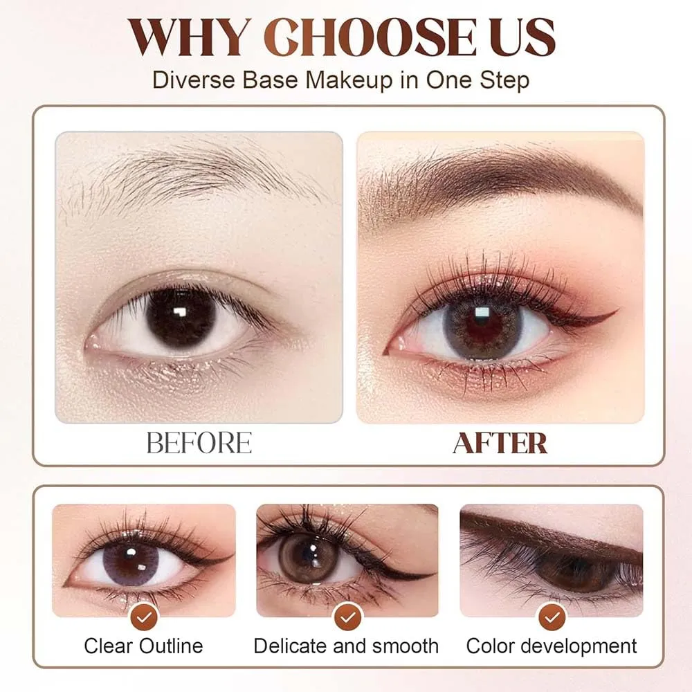 Persona Eyeliner Pencil Waterproof, Occasionalous 24 Hr Long-Lasting Gel Duo Sharpenable Eyeliner Pen with Sharpener, 2in1 Smudge-Proof Eye Liner and Eyebrow Pencil, Eye Makeup Tool (Black)
