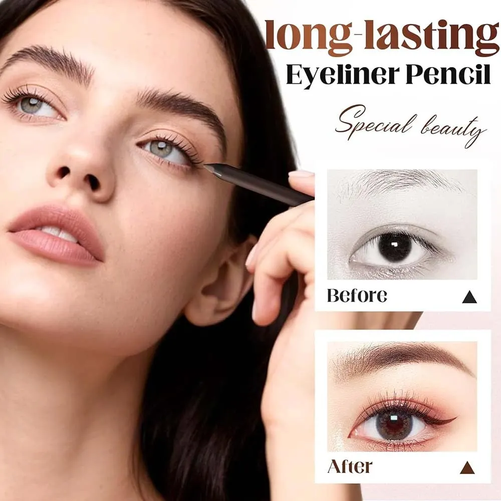 Persona Eyeliner Pencil Waterproof, Occasionalous 24 Hr Long-Lasting Gel Duo Sharpenable Eyeliner Pen with Sharpener, 2in1 Smudge-Proof Eye Liner and Eyebrow Pencil, Eye Makeup Tool (Black)