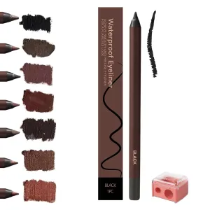 Persona Eyeliner Pencil Waterproof, Occasionalous 24 Hr Long-Lasting Gel Duo Sharpenable Eyeliner Pen with Sharpener, 2in1 Smudge-Proof Eye Liner and Eyebrow Pencil, Eye Makeup Tool (Black)