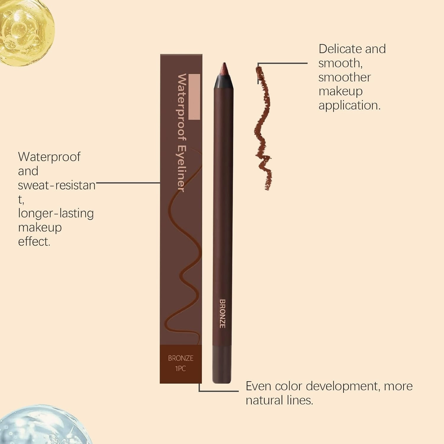 Persona Eyeliner Pencil Waterproof, 24 HR Waterproof Eyeliner Duo Sharpenable Eye Pencil, No Smudging, Fading, 2 in 1 Eye Liner and Eyebrow Pencils, Smooth and Easy to Color (Black Chocolate)