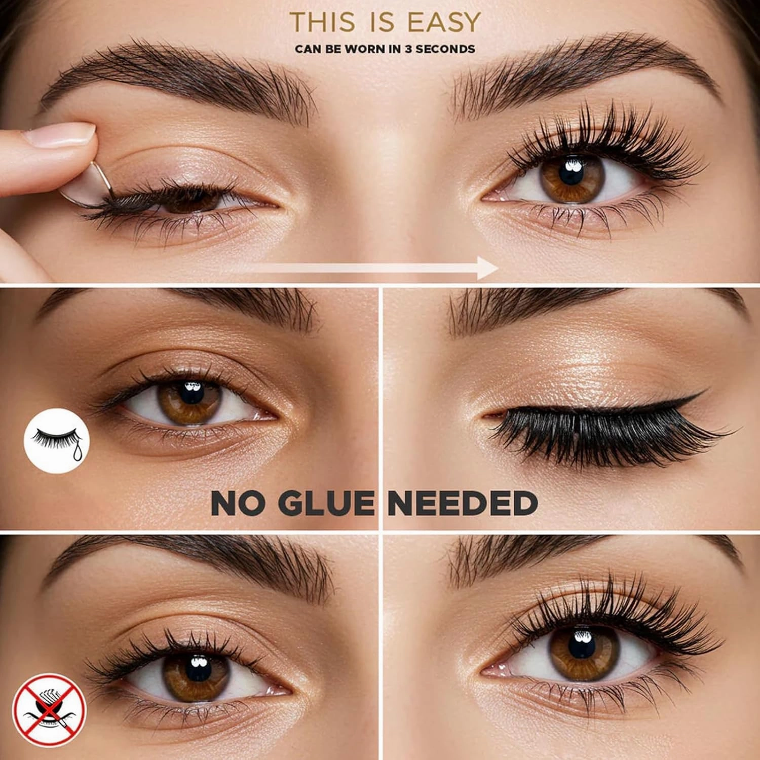 Phansta Eyelashes, Phansta Eye Lashes, phansta Self-Adhesive Eyelash Extensions, Heleel Lashes Natural Look No Glue, Reusable Waterproof & Smudge-Resistant (F G)