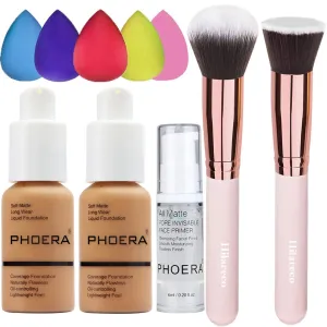 Phoera Flawless Matte Foundation & Concealer - 30ml Natural Oil Control, Full Coverage for Women (2 PCS 106 Warm Sun)