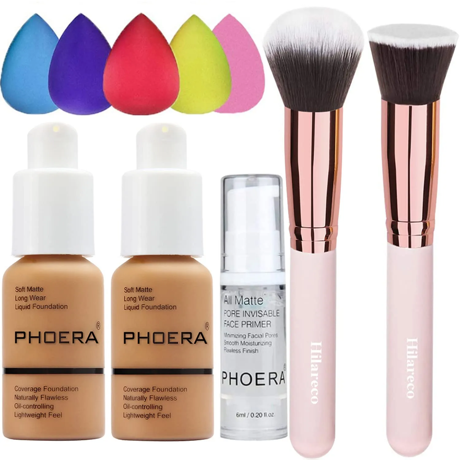 Phoera Flawless Matte Foundation & Concealer - 30ml Natural Oil Control, Full Coverage for Women (2 PCS 106 Warm Sun)