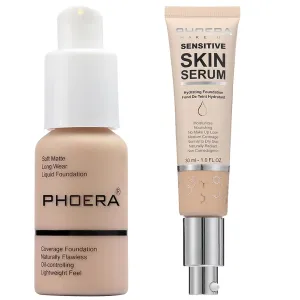 PHOERA Foundation Full Coverage,and Medium Coverage 2024 New PHOERA Foundation Makeup for Mature Skin, Lightweight Wrinkles Matte Natural Finish for a Flawless Complexion(102 N02/Nude Nude)