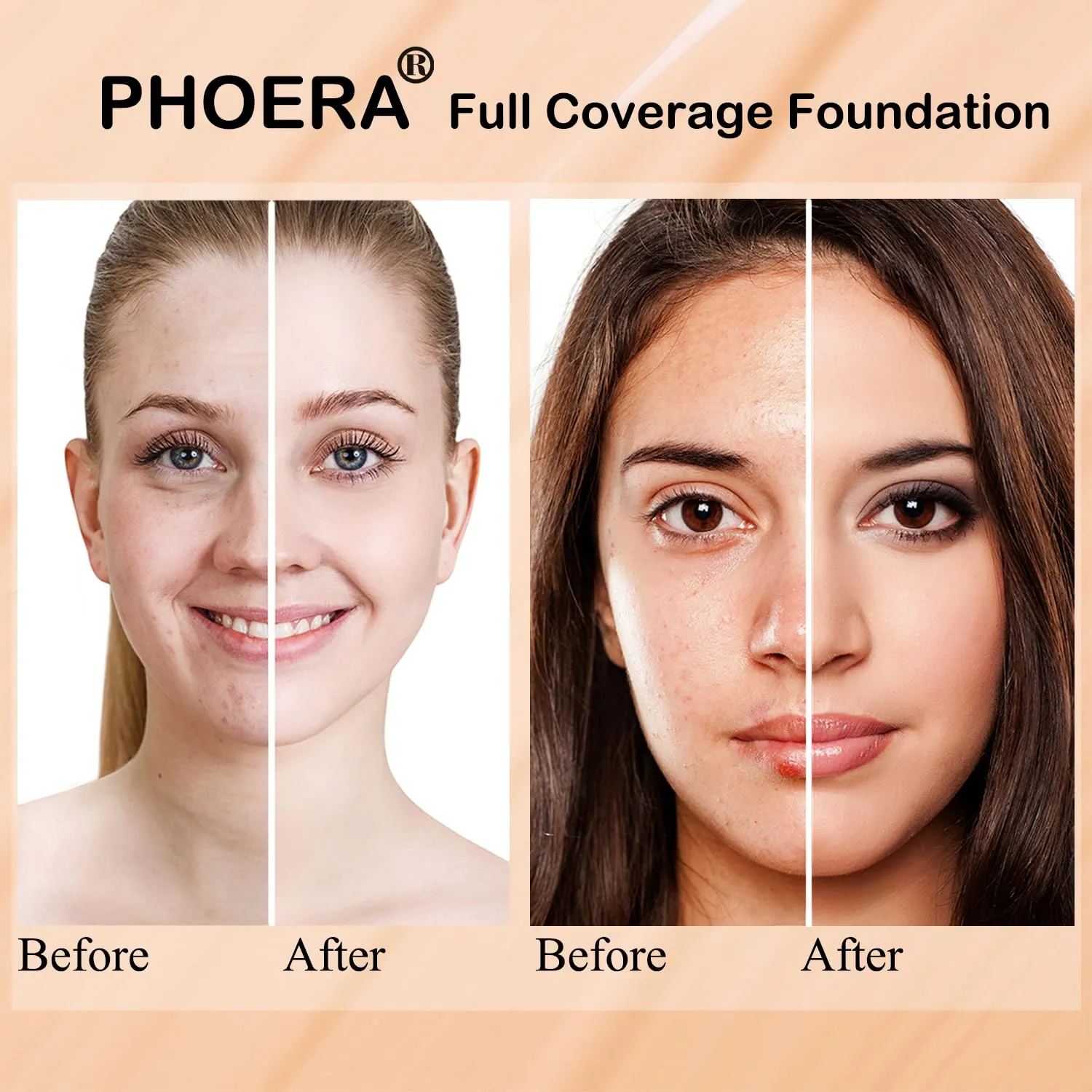 PHOERA Foundation Full Coverage,and Medium Coverage 2024 New PHOERA Foundation Makeup for Mature Skin, Lightweight Wrinkles Matte Natural Finish for a Flawless Complexion(102 N02/Nude Nude)