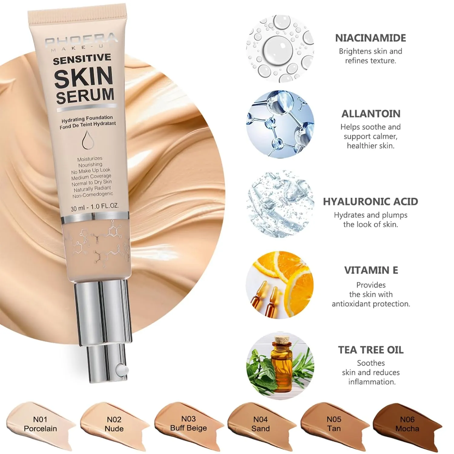 PHOERA Foundation Full Coverage,PHOERA CC  Cream,2024 New PHOERA Foundation Makeup for Mature Skin, Wrinkles Matte Natural Finish,Primer (102 120CC N02/ Nude Nude  Nude)