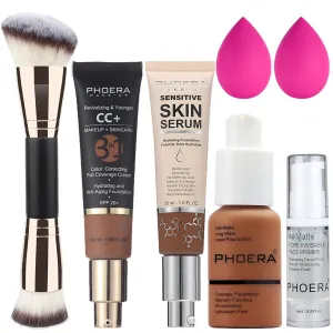 PHOERA Foundation Full Coverage,PHOERA CC  Cream,2024 New PHOERA Foundation Makeup for Mature Skin, Wrinkles Matte Natural Finish,Primer (109 200CC N06/ Mocha  Mocha Mocha)