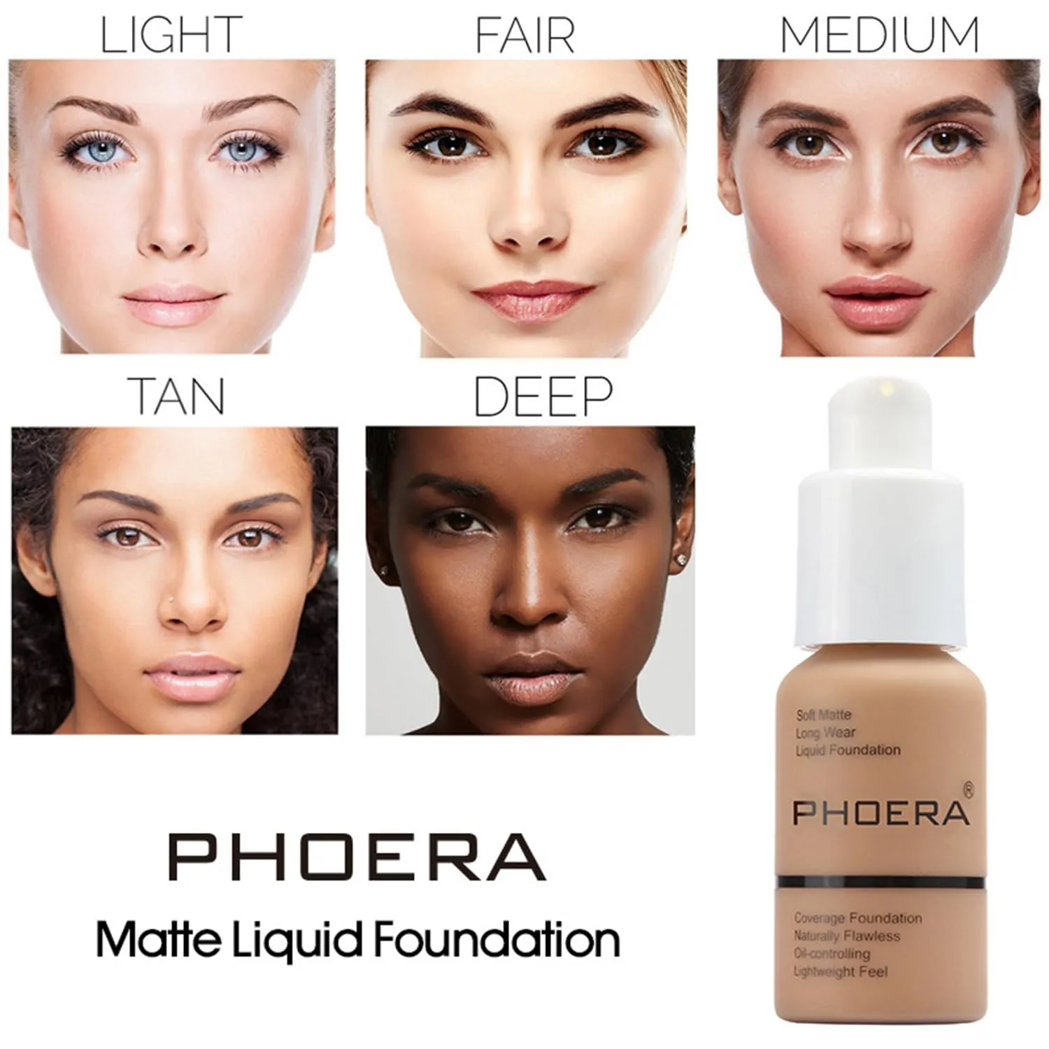 Phoera Foundation,Full Coverage Foundation,Hilareco Concealer Foundation Flawless 30ml Natural Matte Oil Control Concealer Facial Blemish for Women Girls (2 PCS 107 Hone)