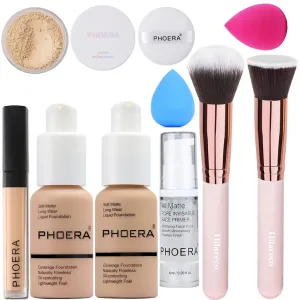 PHOERA Foundation,PHOERA Concealer,PHOERA Makeup Foundation Full Coverage Up to 24 Hour Fresh Wear with Matte Finish,PHOERA Primer,PHOERA Powder (103 Warm peach 104 Buff Beige)