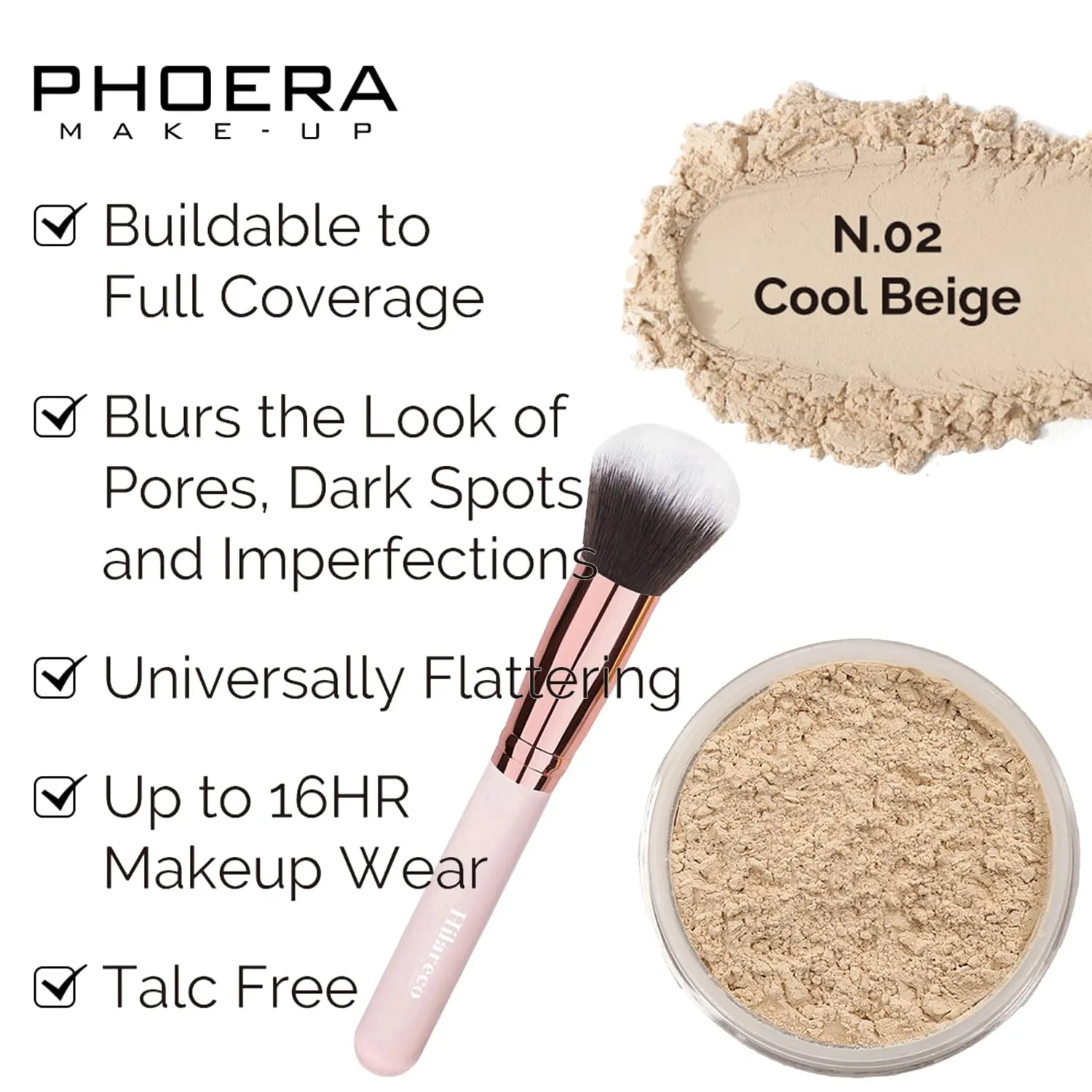 PHOERA Foundation,PHOERA Concealer,PHOERA Makeup Foundation Full Coverage Up to 24 Hour Fresh Wear with Matte Finish,PHOERA Primer,PHOERA Powder (105 Sand 111 Chestnut)