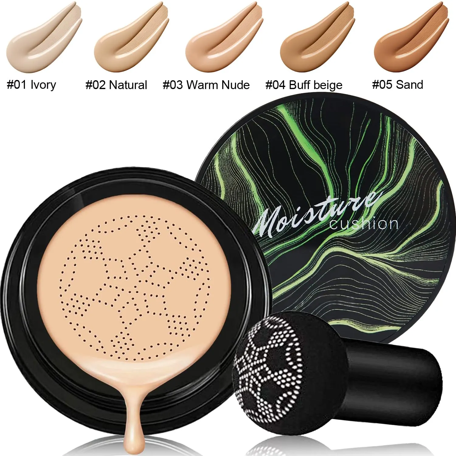 PHOERA Mushroom Head Air Cushion CC Cream Natural Foundation - Full Coverage, Buff Beige