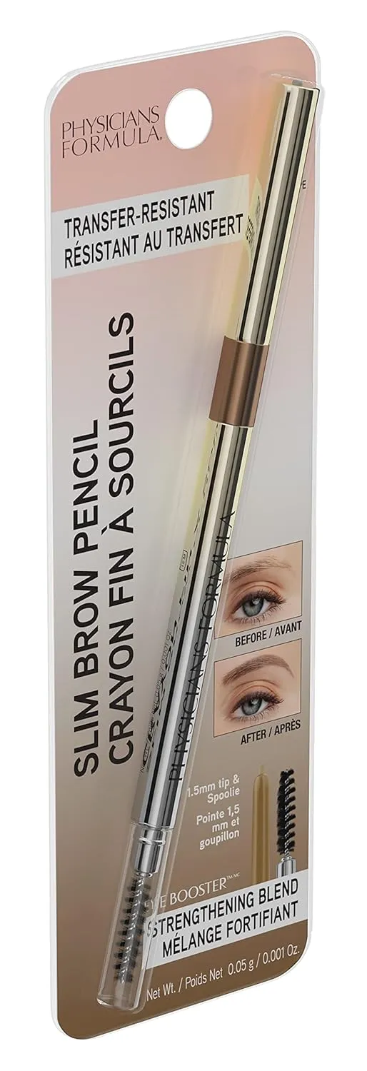 Physicians Formula Eyebrow Retractable Slim Definer Brow Pencil, Taupe Brown, Dual-Sided Brow Brush, Fine Tip, Shapes, Defines, Fills Brow Makeup | Dermatologist Tested, Clinicially Tested (Pack of 2)