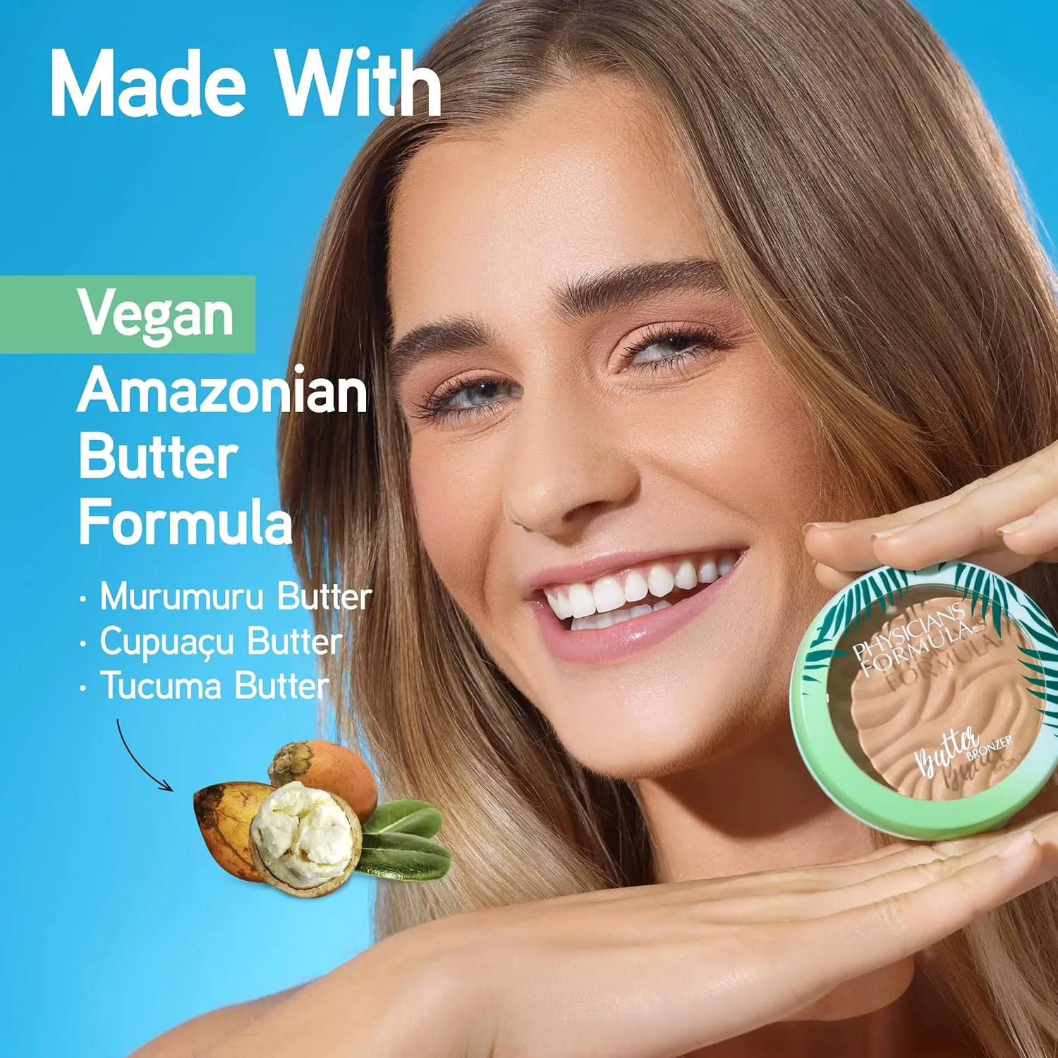 Physicians Formula Setting Powder Palette Multi-Colored Pressed Finishing Powder Translucent, Natural Coverage & Murumuru Butter Bronzer | Light Bronzer | Bronzer Face Powder Makeup