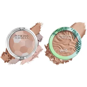 Physicians Formula Setting Powder Palette Multi-Colored Pressed Finishing Powder Translucent, Natural Coverage & Murumuru Butter Bronzer | Light Bronzer | Bronzer Face Powder Makeup