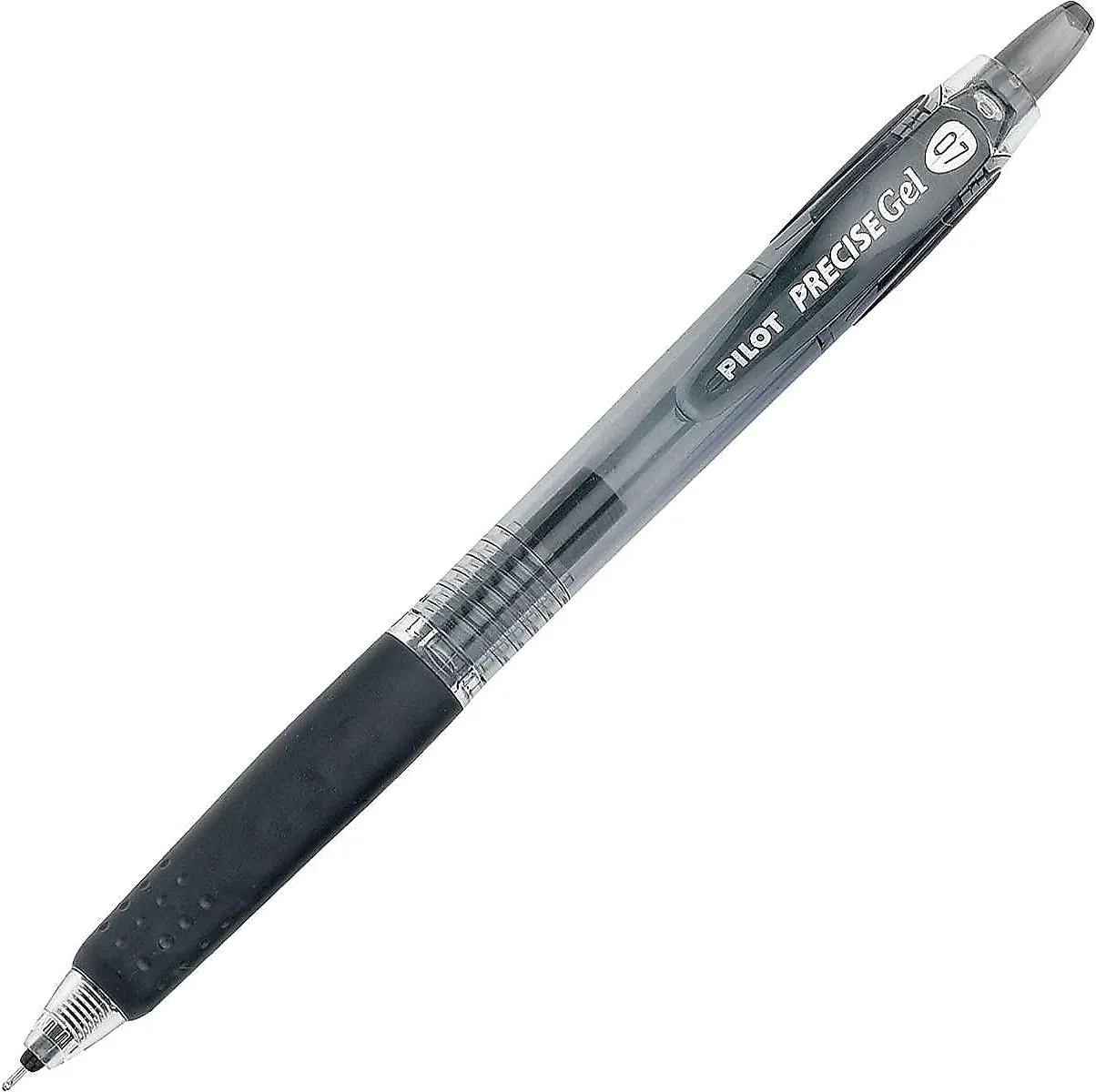 Pilot, Precise BeGreen, Refillable & Retractable Gel Roller Pens, Fine Point 0.7 mm, Black, Pack of 12