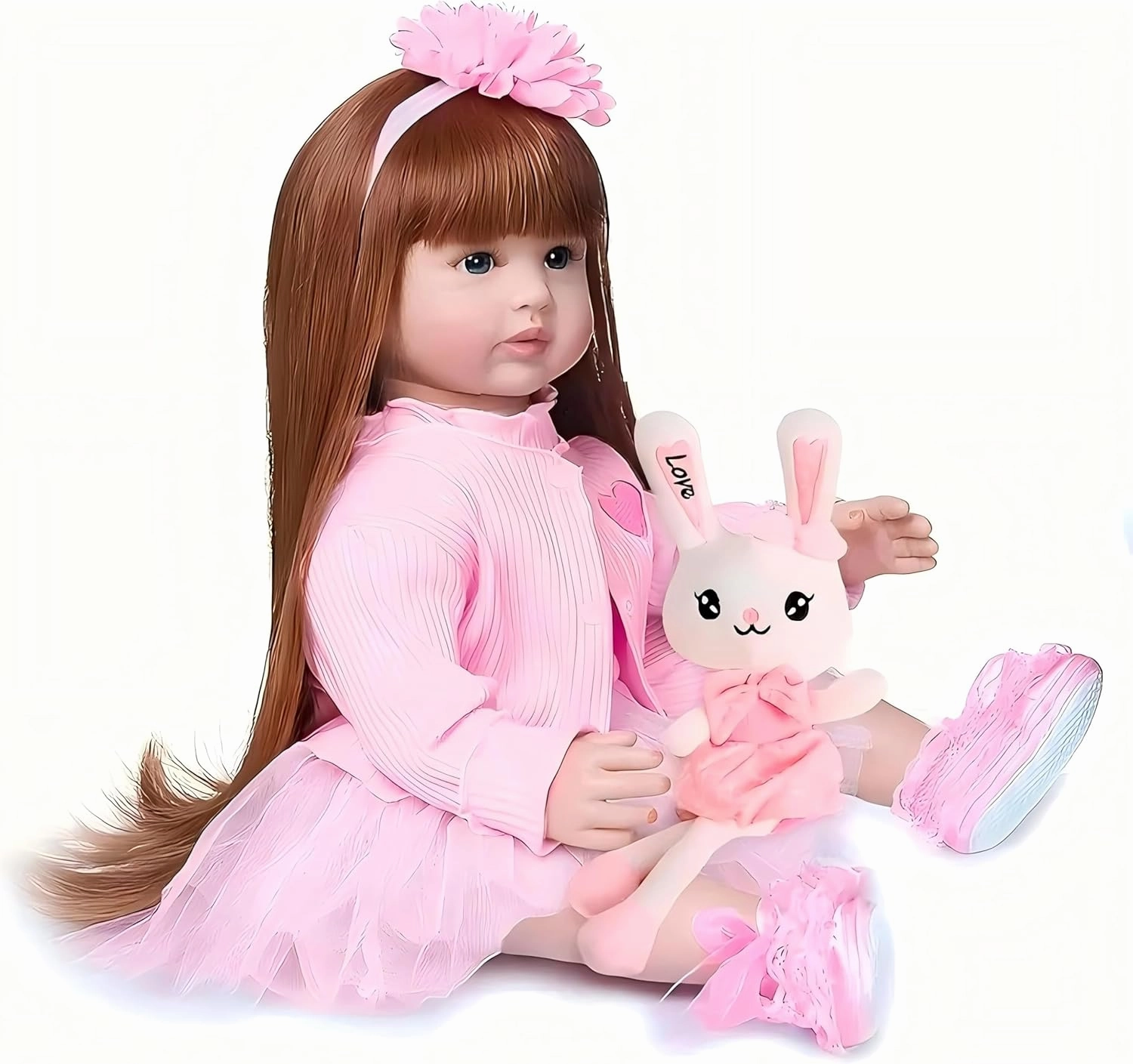 Pinky Lifelike Reborn Toddler Dolls Girl 24inch 60CM Realistic Look Princess Baby Doll Vinyl Silicone Long Hair Babies Toy Gift
