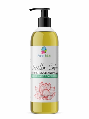 Planet Eden Vanilla Cake Hydrating Cleansing Oil - Natural Hydration - Gentle Oil Based Cleanser with MCT, Jojoba, Rosehip and Vanilla Oil - Does not strip or dry out skin - Leaves Skin Ultra Soft -