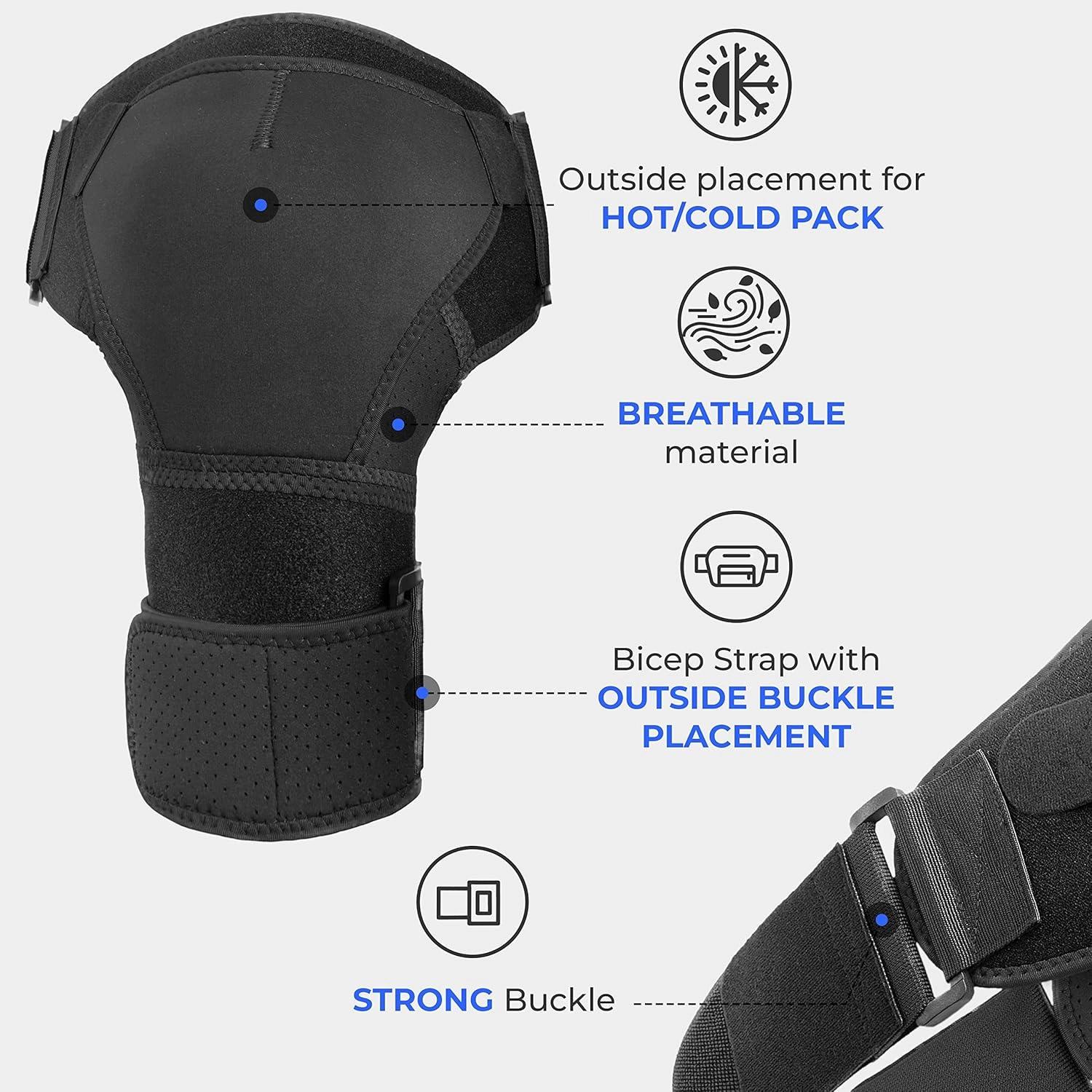 POAGL Shoulder Brace for Men Both Left and Right Arm | Pain Relief Torn Rotator Cuff Compression Support Sleeve Dislocation Stability Immobilizer Stabilizer Bursitis Injury (Black, X-Large)