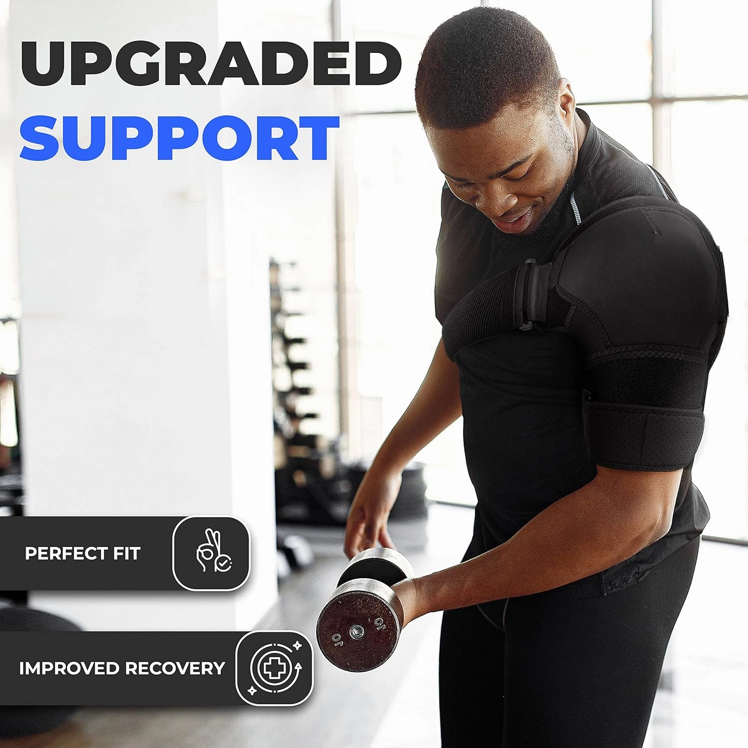 POAGL Shoulder Brace for Men Both Left and Right Arm | Pain Relief Torn Rotator Cuff Compression Support Sleeve Dislocation Stability Immobilizer Stabilizer Bursitis Injury (Black, X-Large)