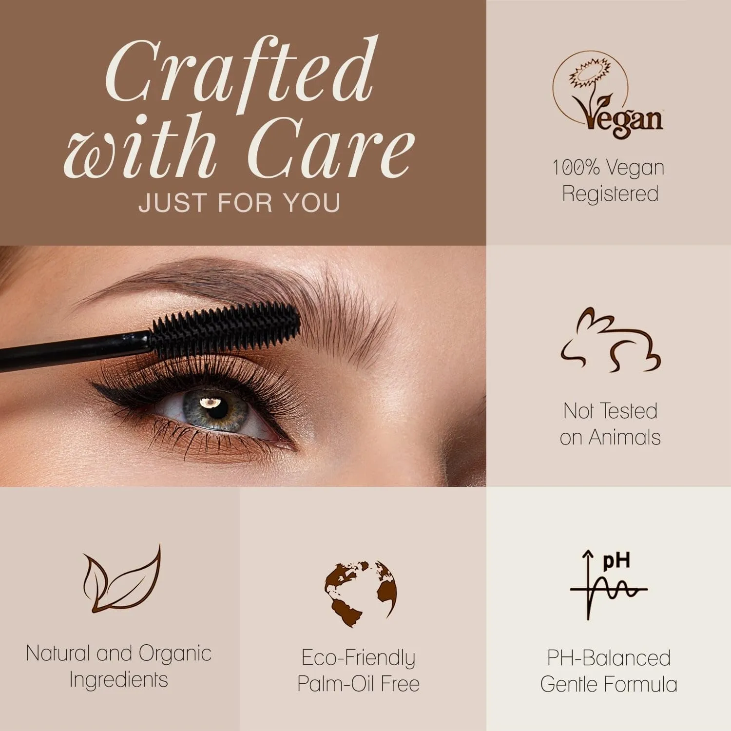 Poppy Austin Organic Mascara, Natural, Vegan, Paraben-Free, Cruelty-Free - Hypoallergenic Mascara Lengthening & Volumizing with Argan Oil - 0.31 Fl Oz (Black)