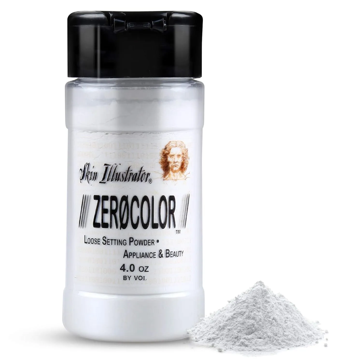 PPI Skin Illustrator Zero Color Loose Setting Powder, Color Less Translucent Face Powder for Setting Makeup, 3oz Shaker Top Bottle