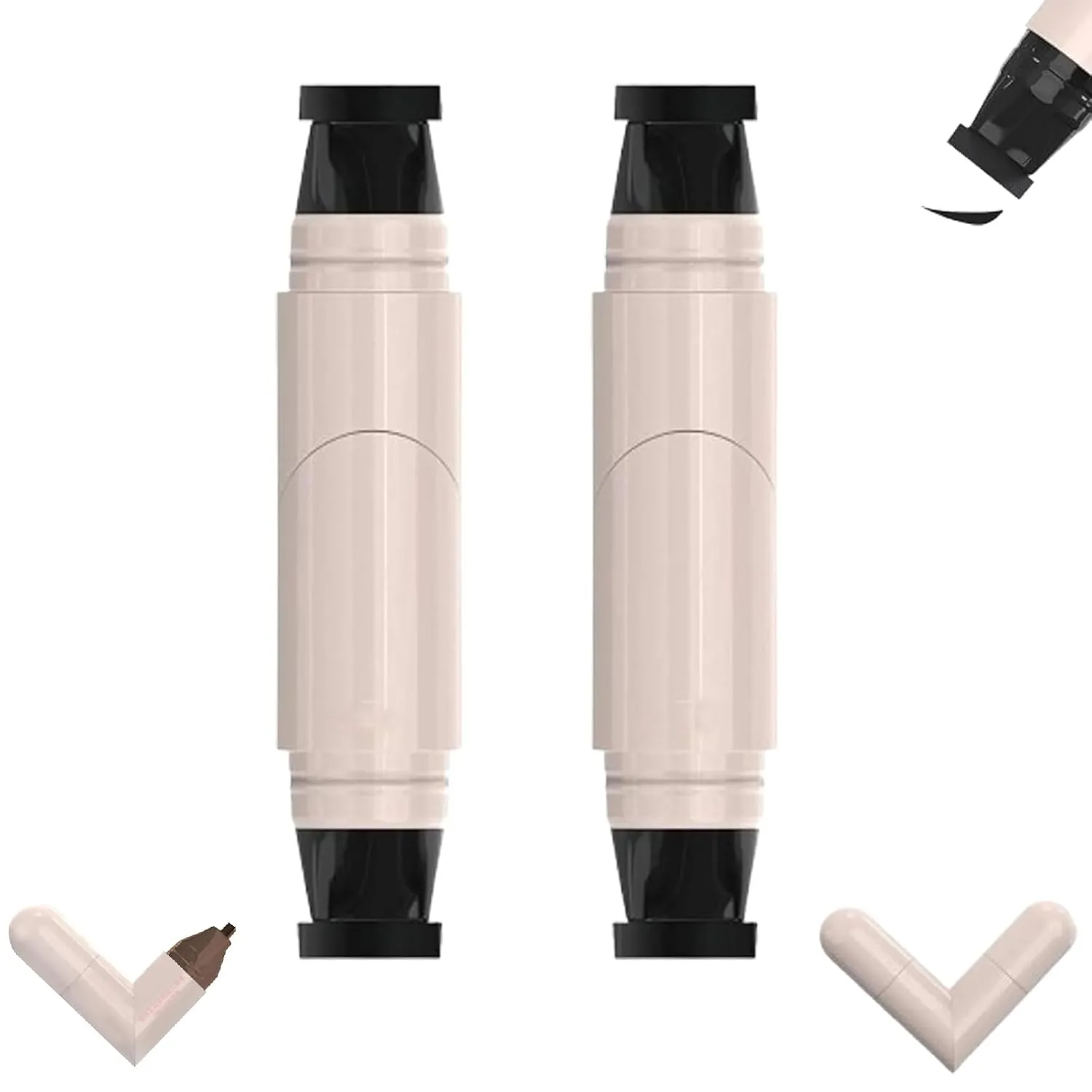 Precision Eyeliner Stamp,Foldable Double Head Liquideyeliner Stamppen Set,Aterproof Smudge Proof All Day Liner Makeup Makeup Tool For Women (Natural Black  Honey Tea Brown)