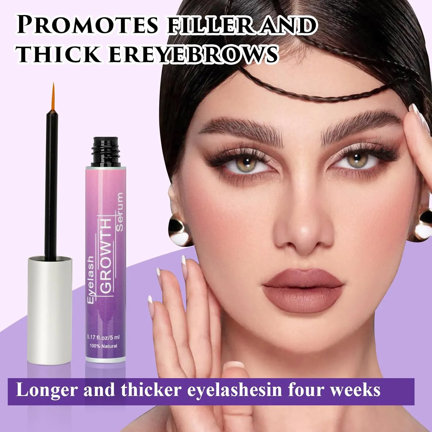 Premium Eyelash Growth Serum, Eyebrow Growth Serum, 18 Plant Extracts for Advanced Lashes Enhancer Longer, Fuller and Thicker, Natural Beauty Enhancement(5ml)