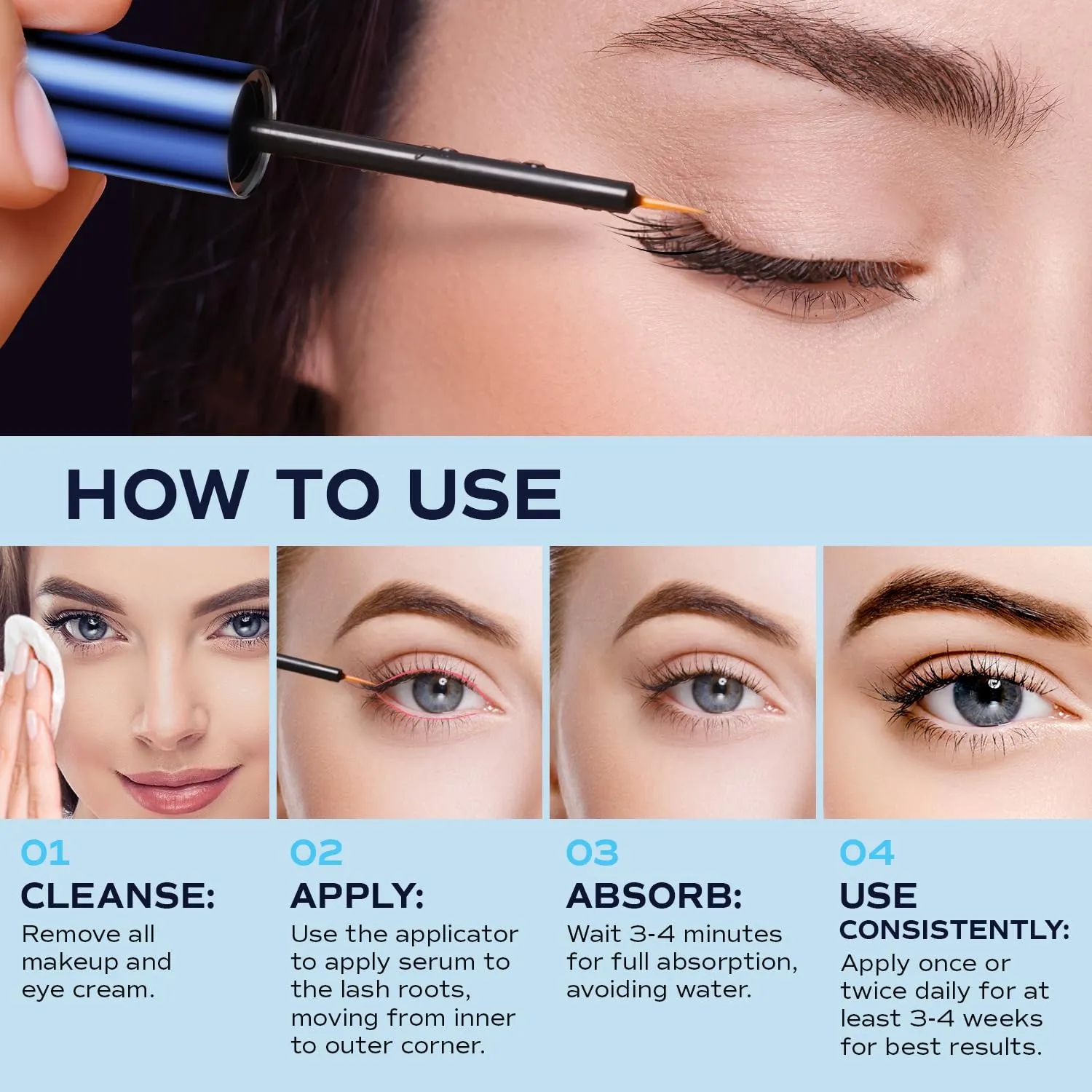 Premium Eyelash Growth Serum, LashRay Advanced Rapid Lash Serum for Eyelash Growth with Natural Formula - Boost Thicker, Longer Eyelashes and Eyebrows