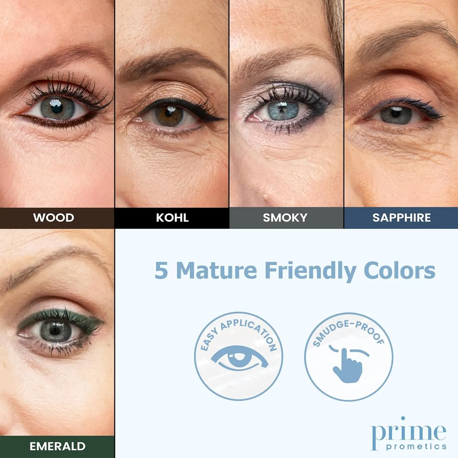 PrimeEyes Glide Eyeliner for Mature Women – Water-Resistant, Long-Stay and Mess-Proof – Gel Cream Texture, Discreet Sharpener and Effective Smudger (Wood (brown))