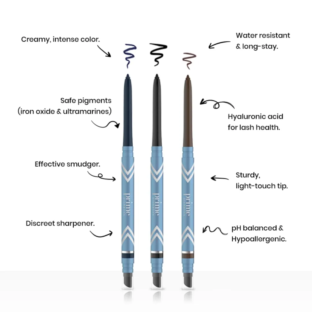 PrimeEyes Glide Eyeliner for Mature Women – Waterproof, Long-Stay and Mess-Proof – Gel Creme Texture, Discreet Sharpener and Effective Smudger (Copper Metallic)