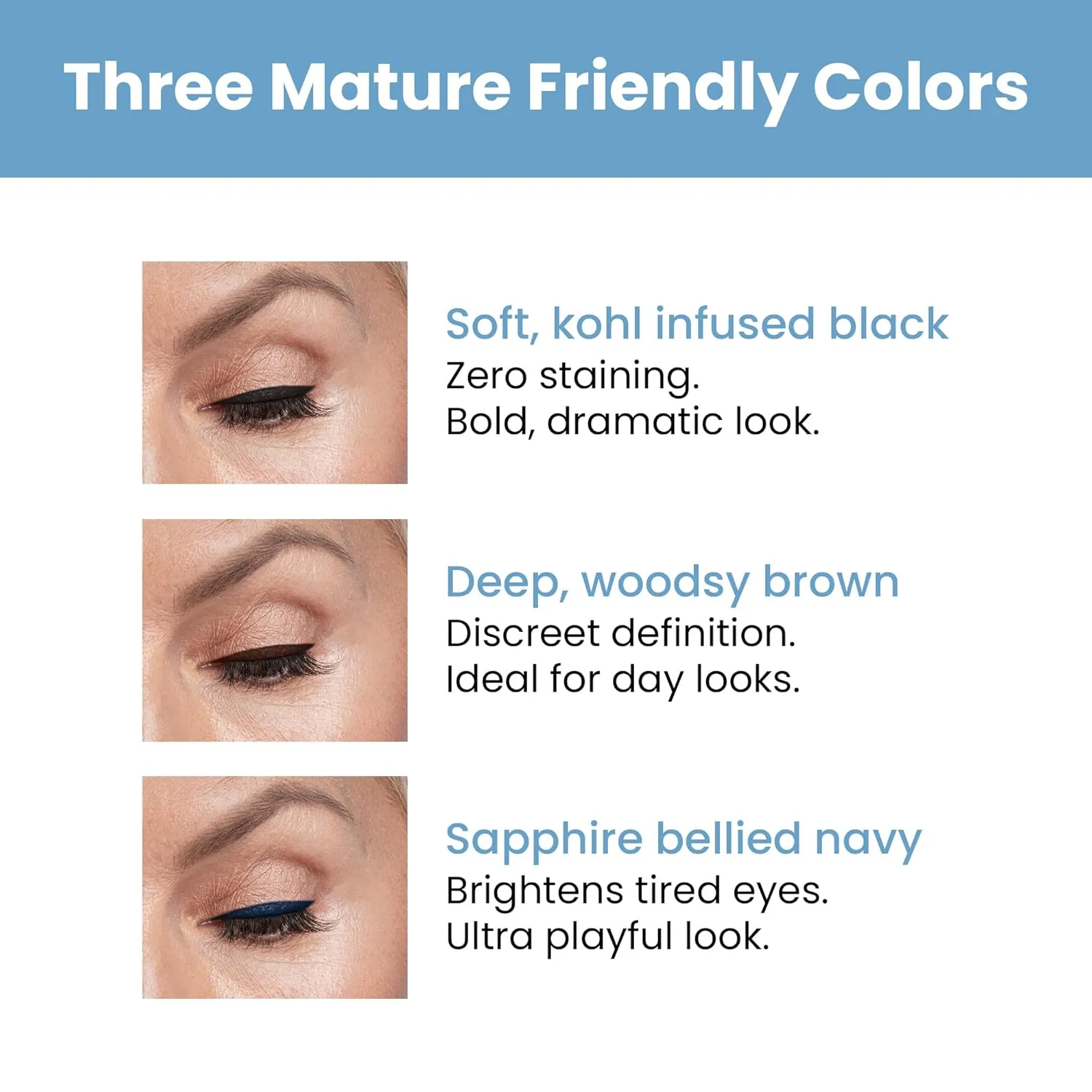 PrimeEyes Glide Eyeliner for Mature Women – Waterproof, Long-Stay and Mess-Proof – Gel Creme Texture, Discreet Sharpener and Effective Smudger (Mocha Shimmer)