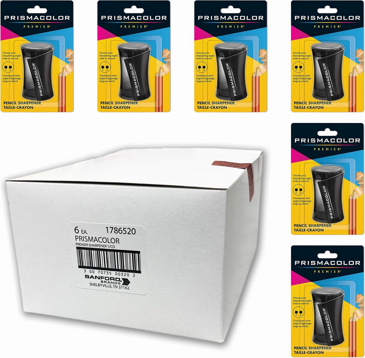 Prismacolor Premier Pencil Sharpener, Black, Box of 6 Sharpeners (1786520)