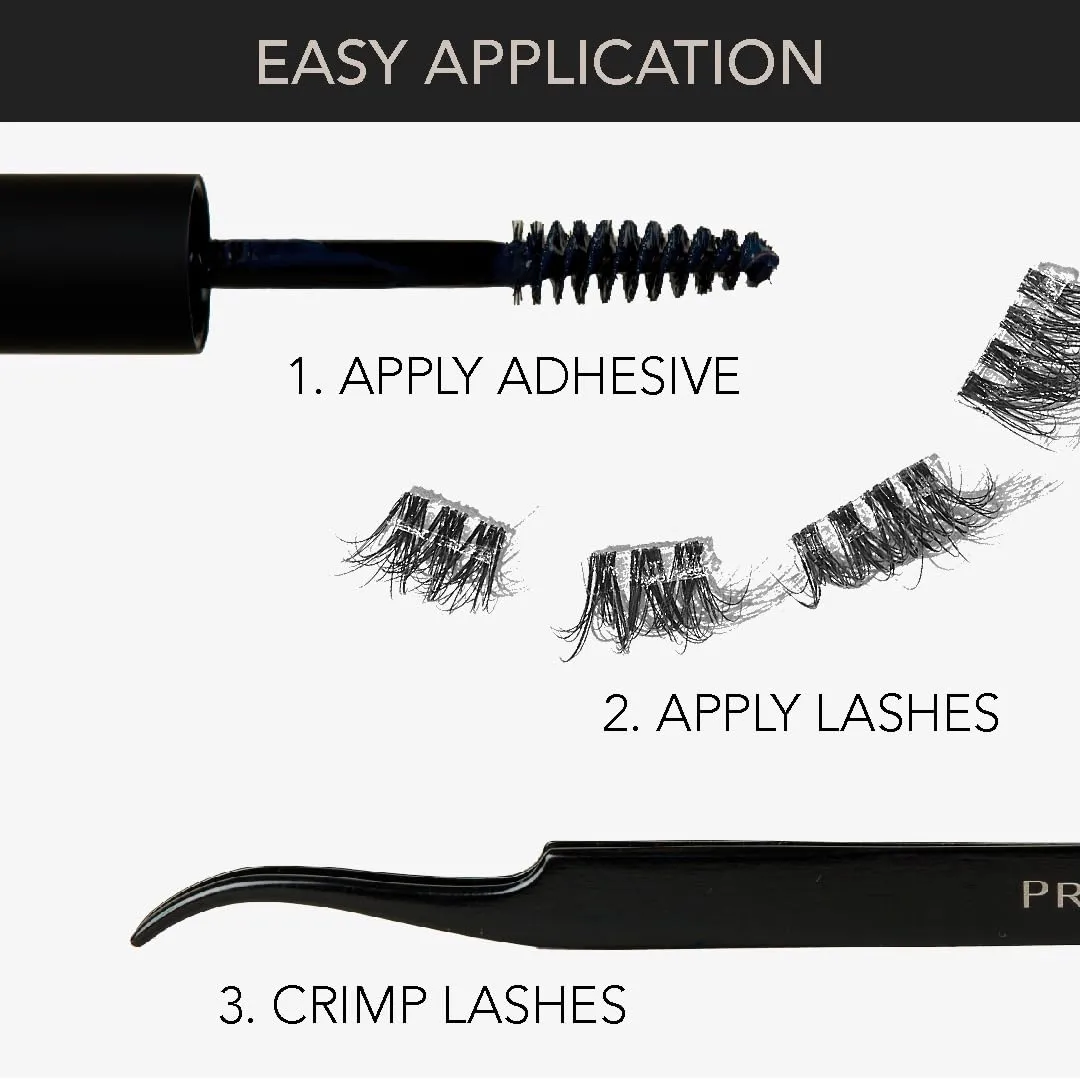 Pro Lash SoftWear Professionally Styled Lash Clusters - Seamless, Lightweight Lashes - 7-Day Cluster Eyelash Extensions - Waterproof Lashes Clusters - 3 Sets - Volume Textured Cat Eye No. 09 Black