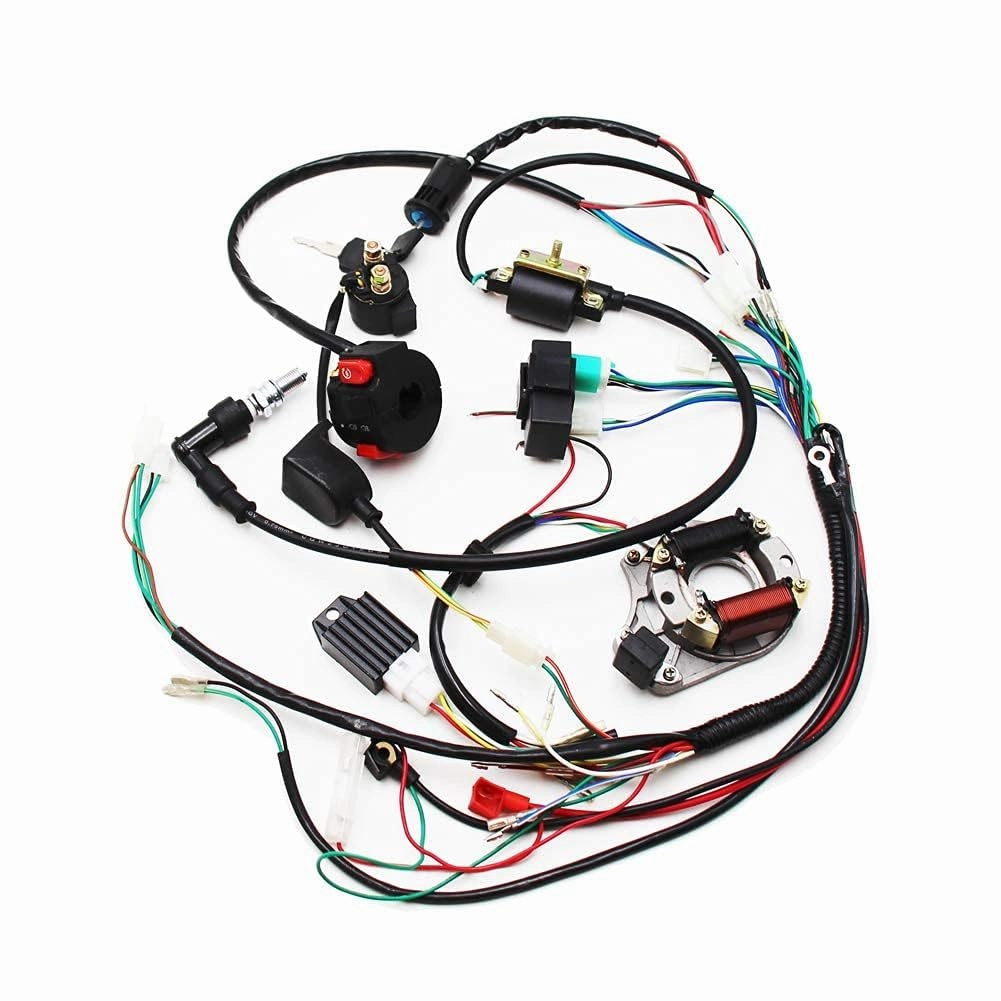 PRO BAT Full Electrics Wiring Harness Kit for Tao tao Coolster 50cc 70cc 90cc 110cc 125cc Chinese ATV Quad Bike 4 Wheeler 4 Stroke Parts with CDI Coil Magneto Stator