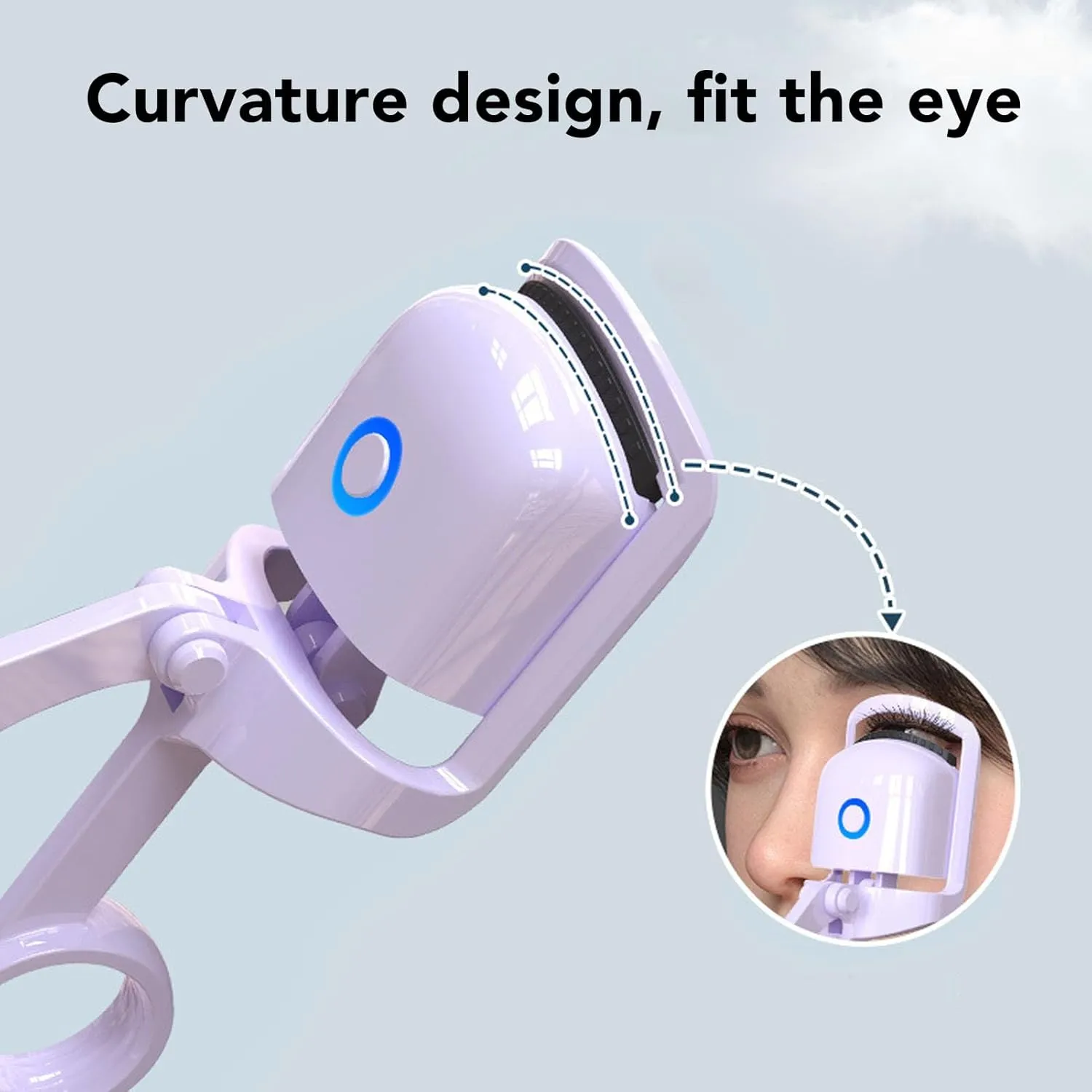 Professional Electric Lash Curler 3 Temperature Settings Rechargeable Mini Eyelash Curler with Brush for Thick Curly Lashes White (Purple)
