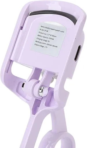 Professional Electric Lash Curler 3 Temperature Settings Rechargeable Mini Eyelash Curler with Brush for Thick Curly Lashes White (Purple)