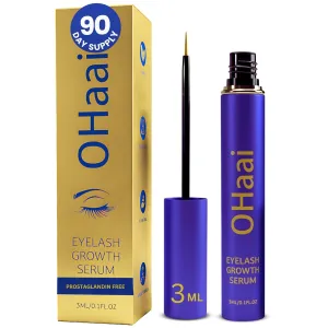 Prostaglandin-Free Eyelash Growth Serum for Thicker Longer Healthier Lashes, Lash Enhancing Serum, Lash Boost, Eyelash Lift, Vegan & Cruelty-Free for Sensitive Eyes, 3ml, 90-Day Supply